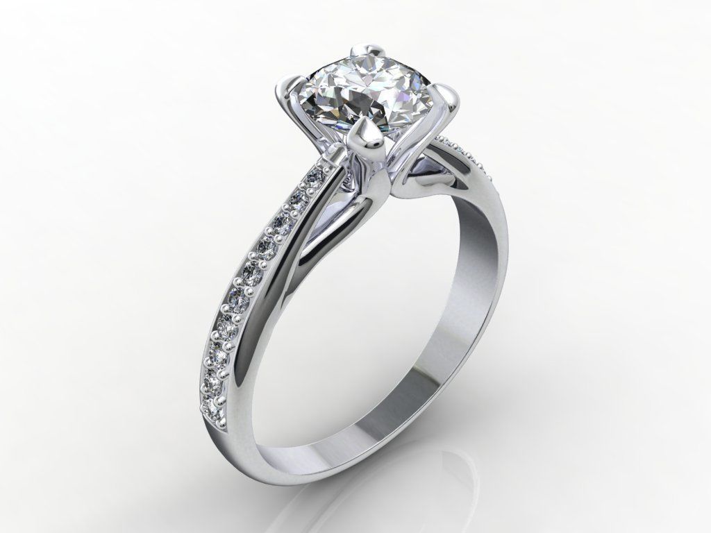 Engagement Ring With Side Diamonds CAD Design-CC126-SD 3D print model_20