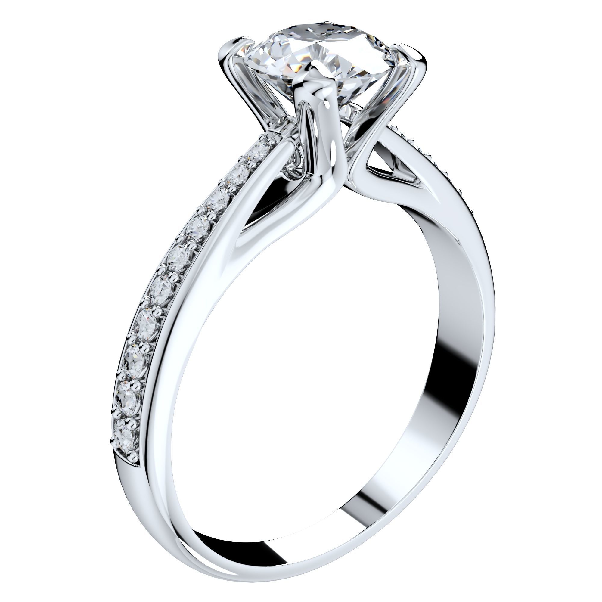 Engagement Ring With Side Diamonds CAD Design-CC126-SD 3D print model_11