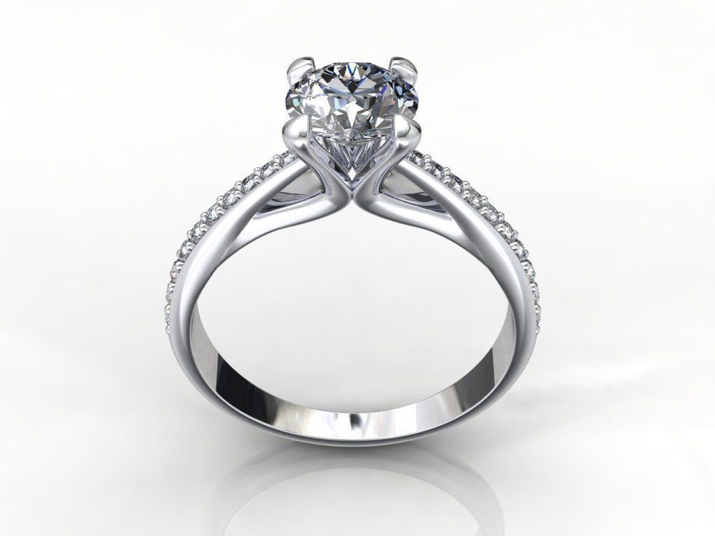 Engagement Ring With Side Diamonds CAD Design-CC126-SD 3D print model_16