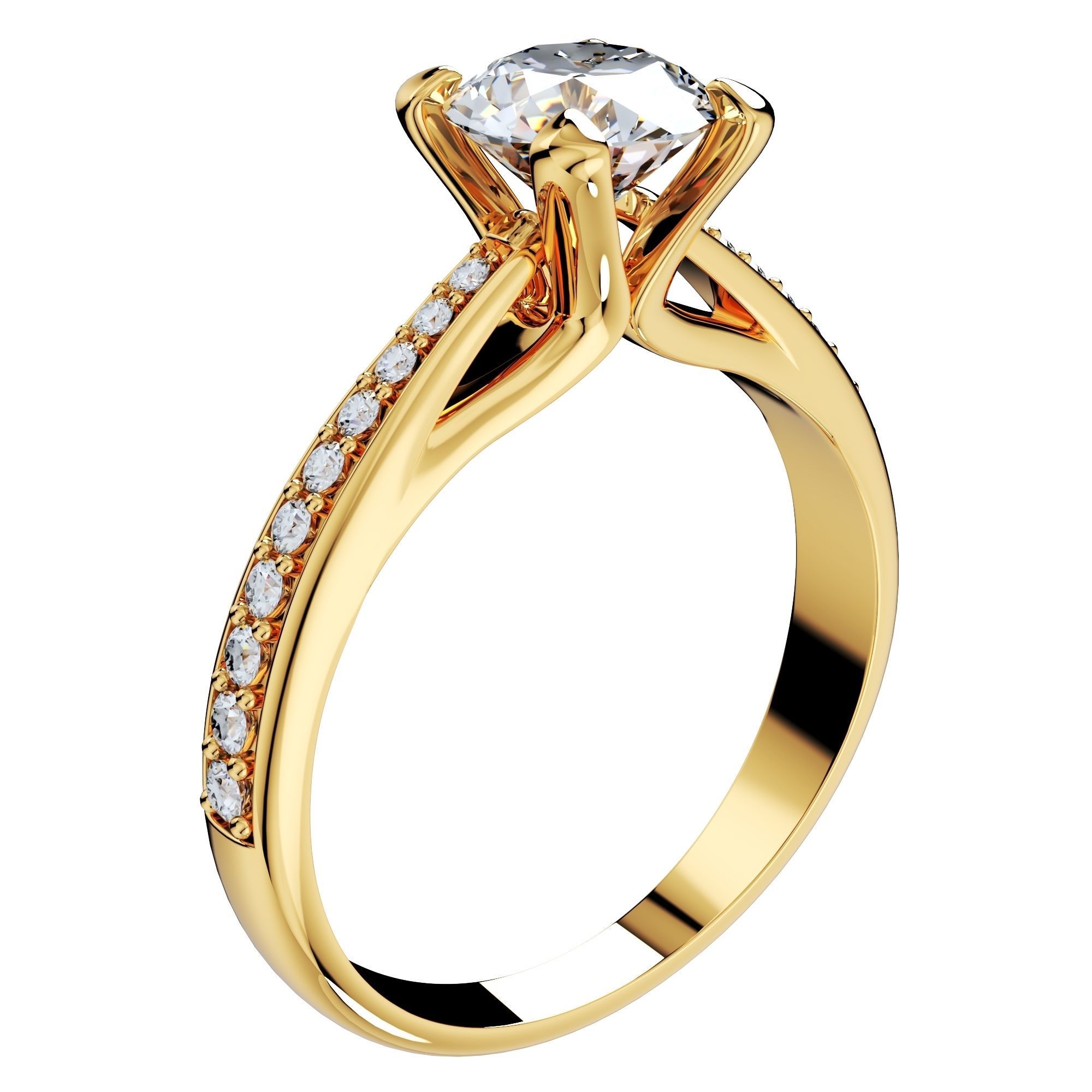 Engagement Ring With Side Diamonds CAD Design-CC126-SD 3D print model_10