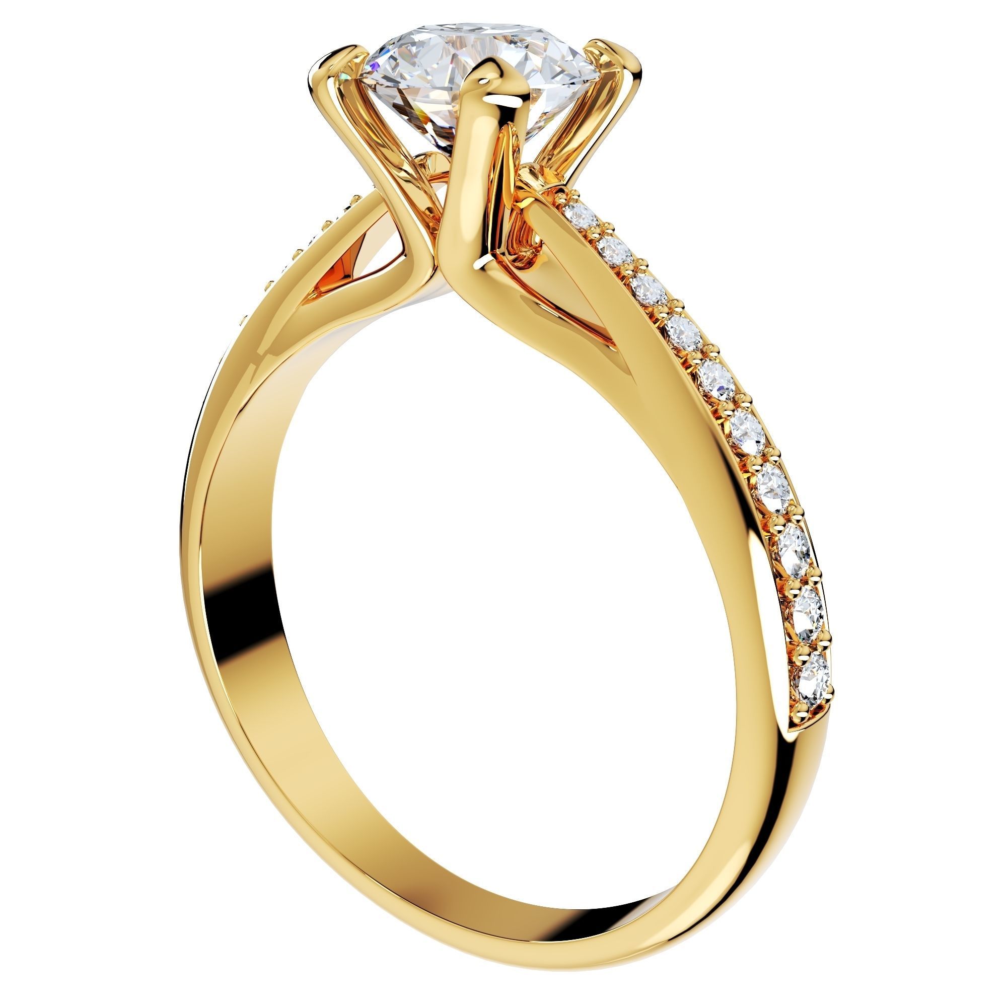 Engagement Ring With Side Diamonds CAD Design-CC126-SD 3D print model_5
