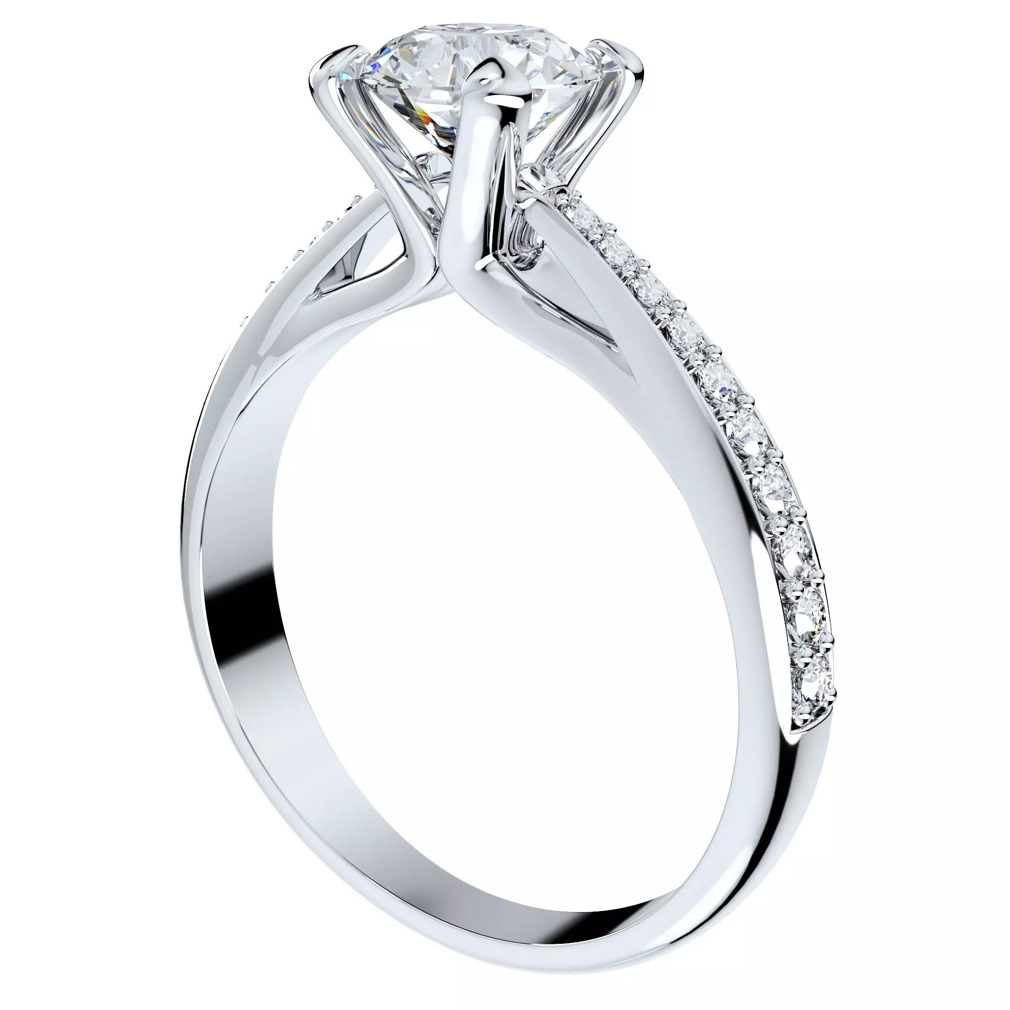 Engagement Ring With Side Diamonds CAD Design-CC126-SD 3D print model_0
