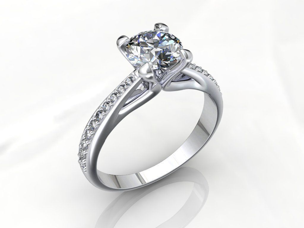 Engagement Ring With Side Diamonds CAD Design-CC126-SD 3D print model_15