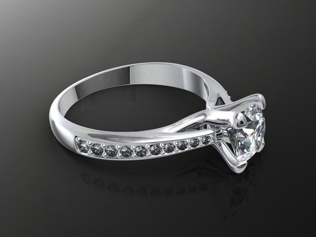 Engagement Ring With Side Diamonds CAD Design-CC126-SD 3D print model_22