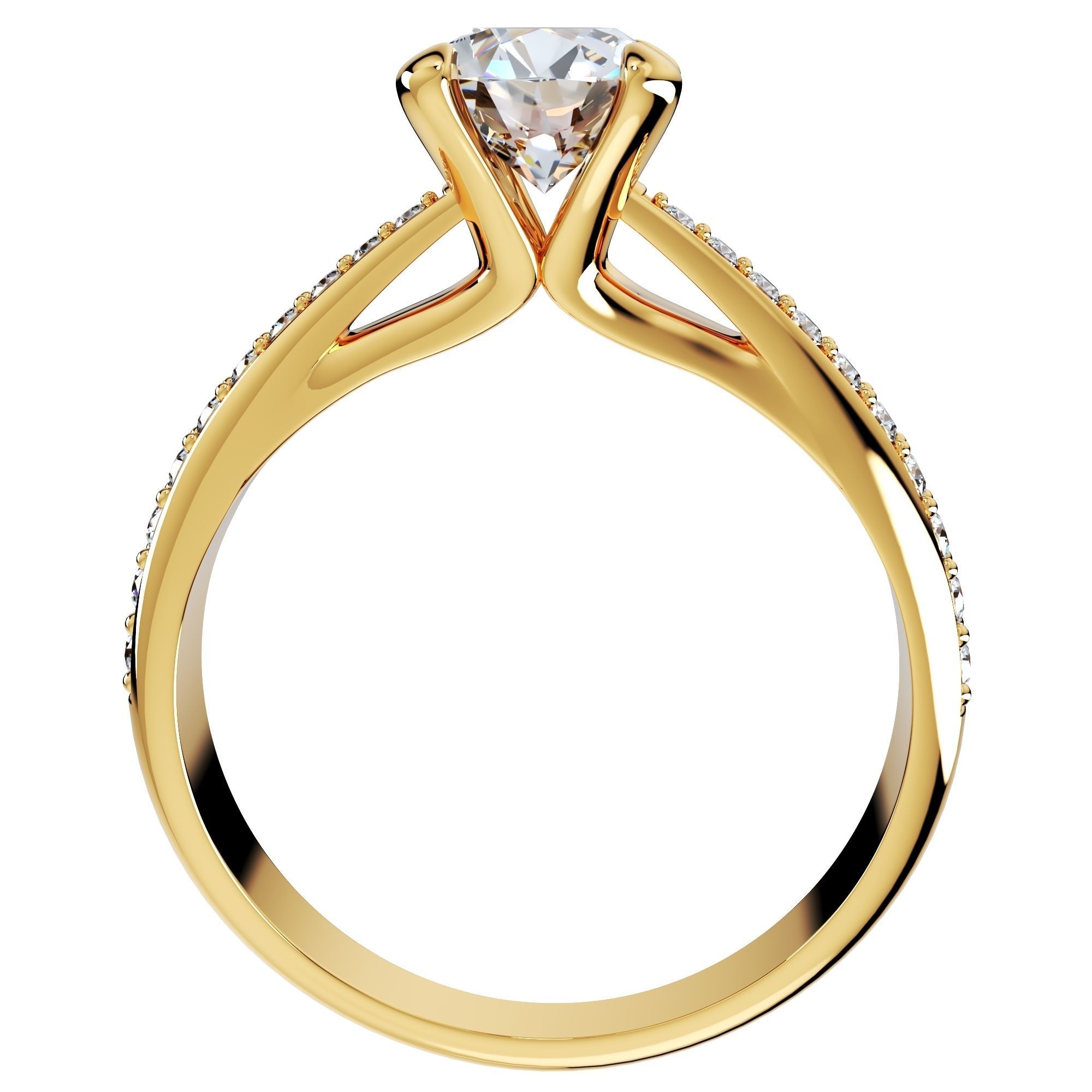 Engagement Ring With Side Diamonds CAD Design-CC126-SD 3D print model_8