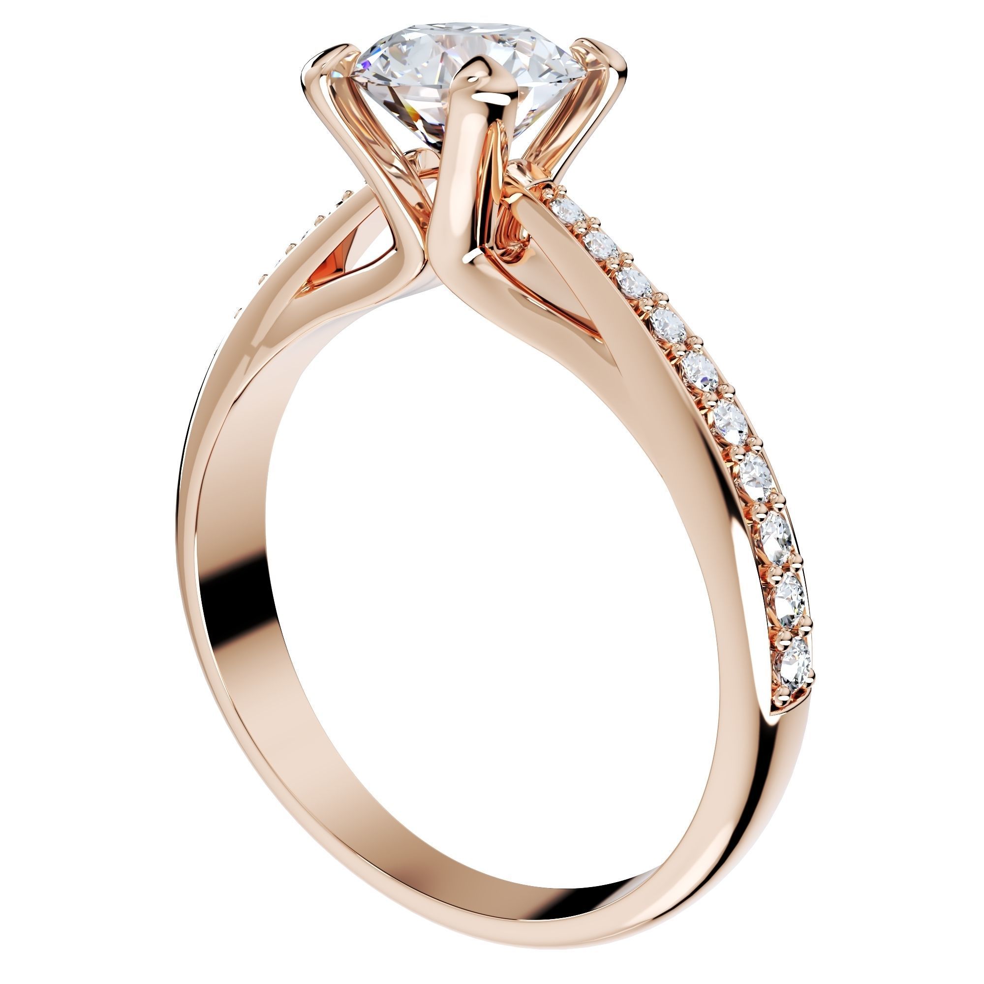 Engagement Ring With Side Diamonds CAD Design-CC126-SD 3D print model_6