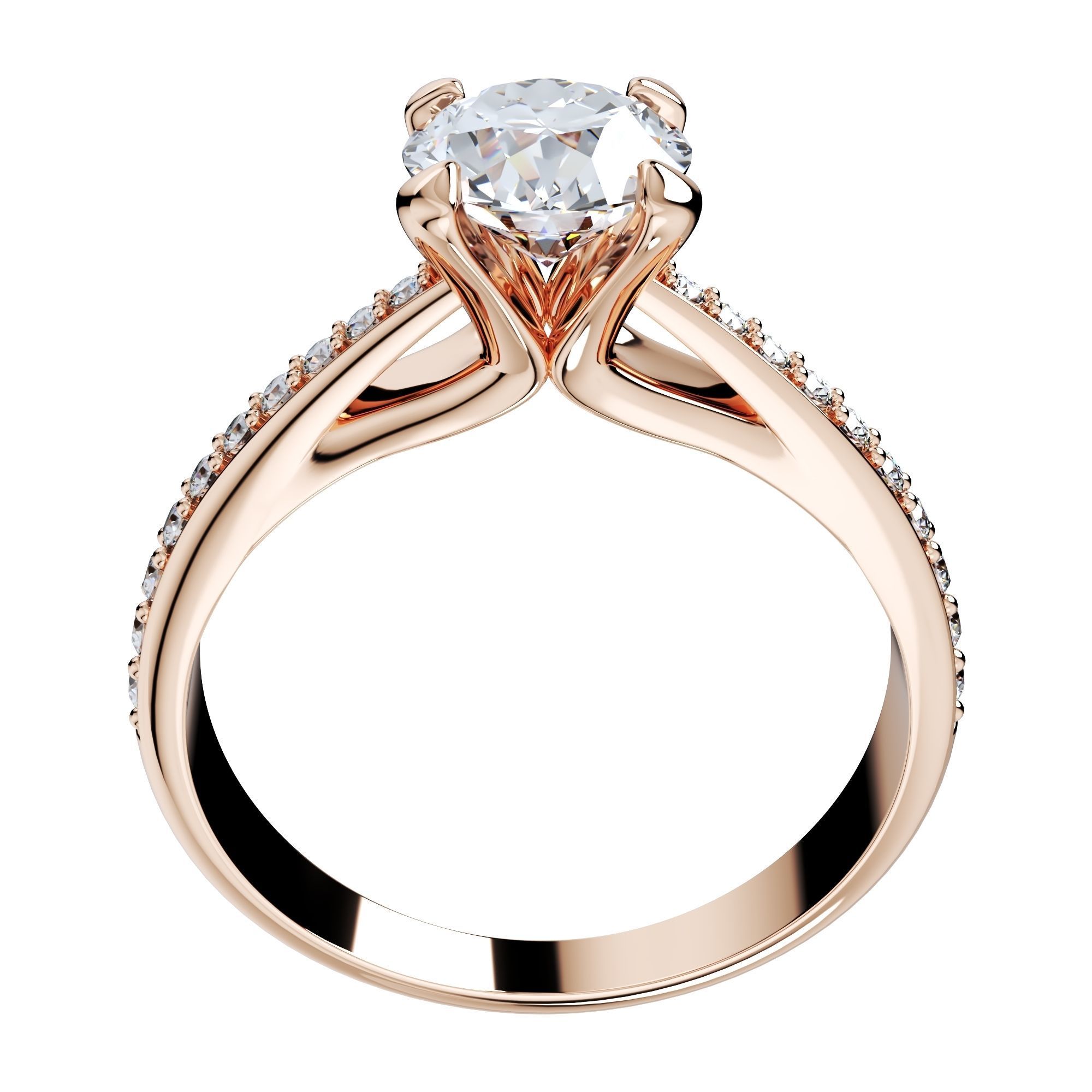 Engagement Ring With Side Diamonds CAD Design-CC126-SD 3D print model_2