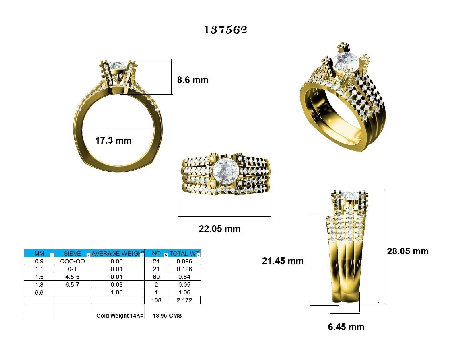 Solitaire Ring with Band - 137562 3D print model_12