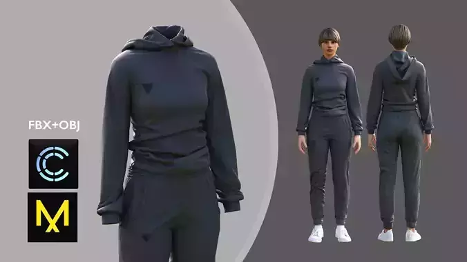 Female Sport Outfit Marvelous Designer OBJ FBX 3D model