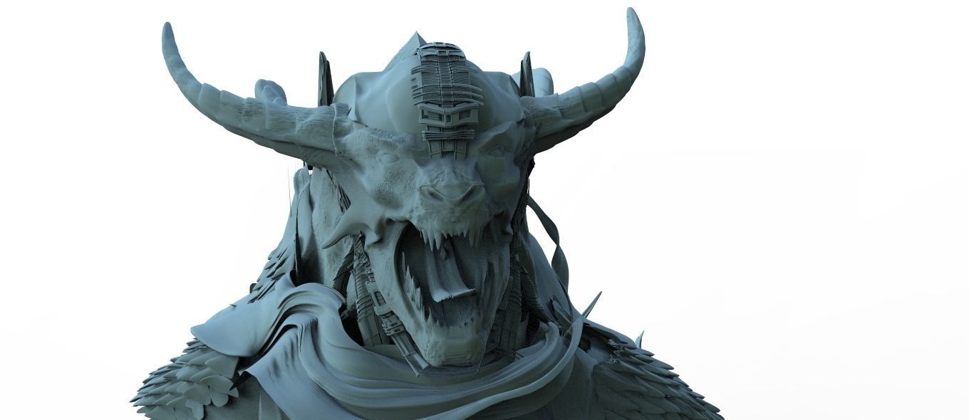 Demon monster head 3D model_1