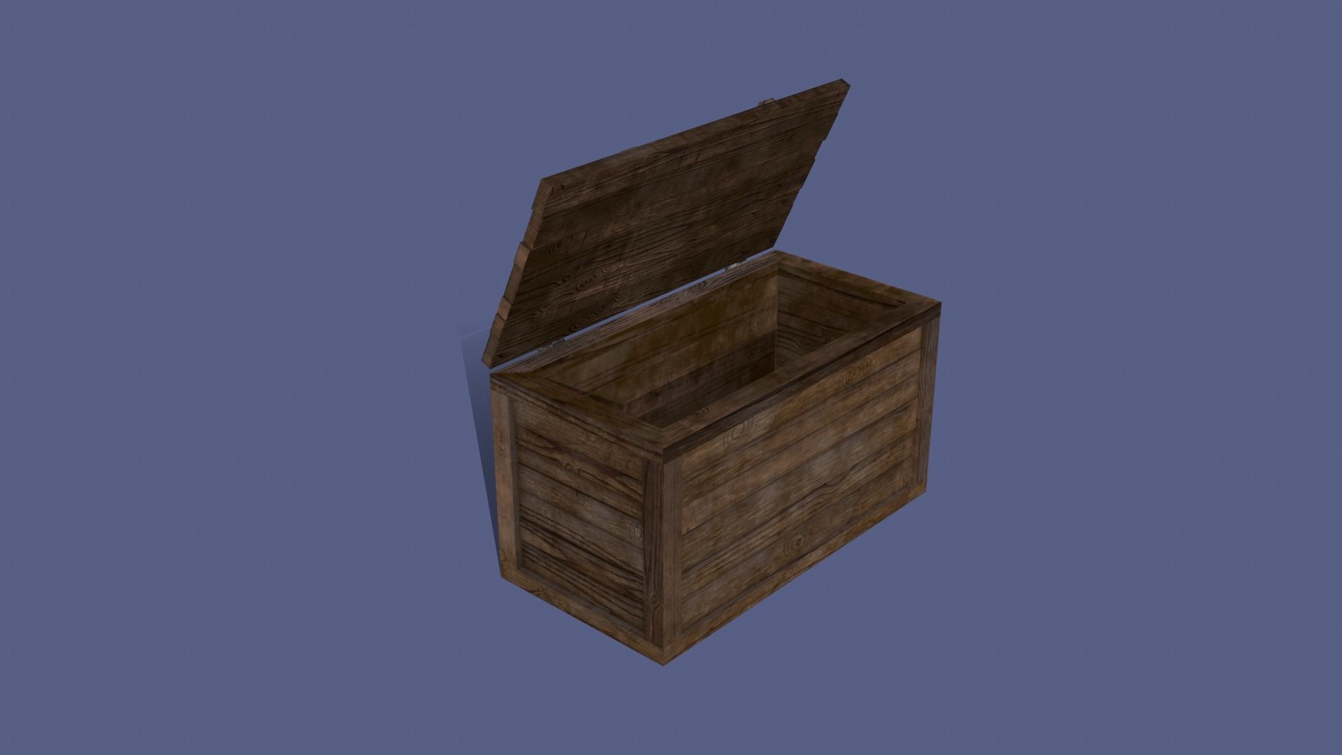 Wood chest Low-poly 3D model_3
