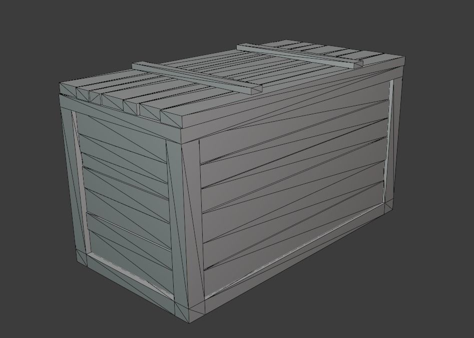 Wood chest Low-poly 3D model_6
