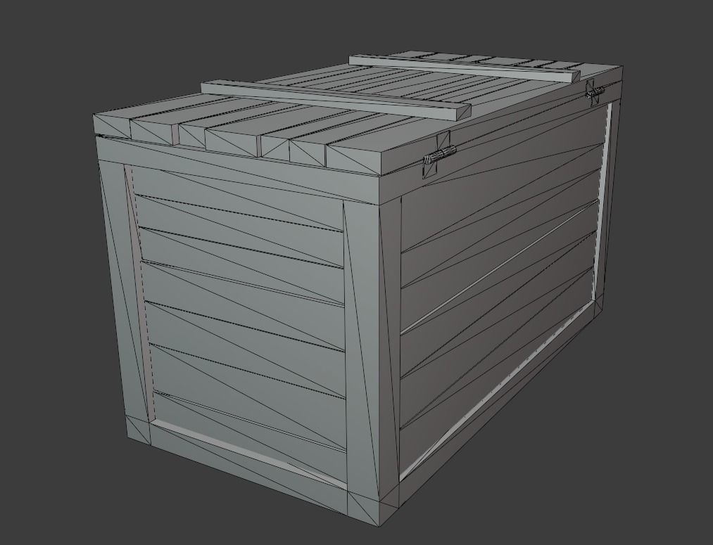 Wood chest Low-poly 3D model_7