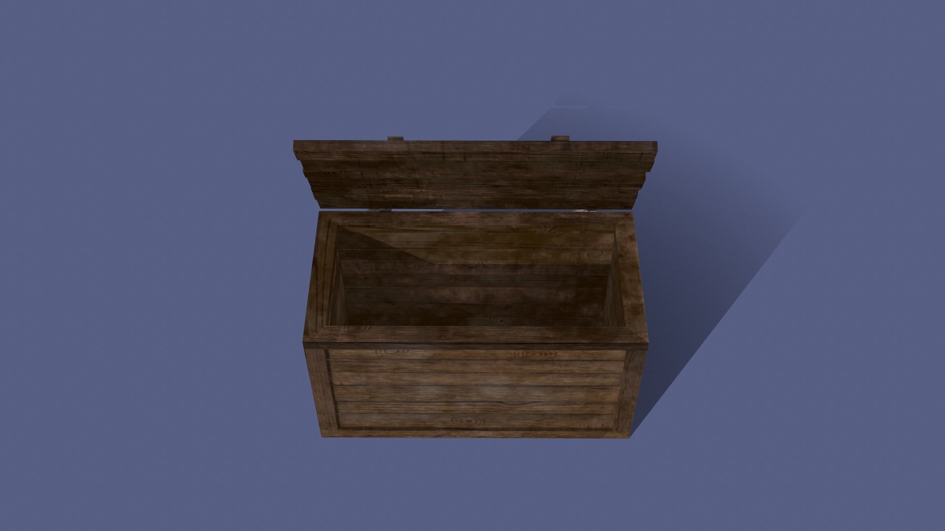 Wood chest Low-poly 3D model_5