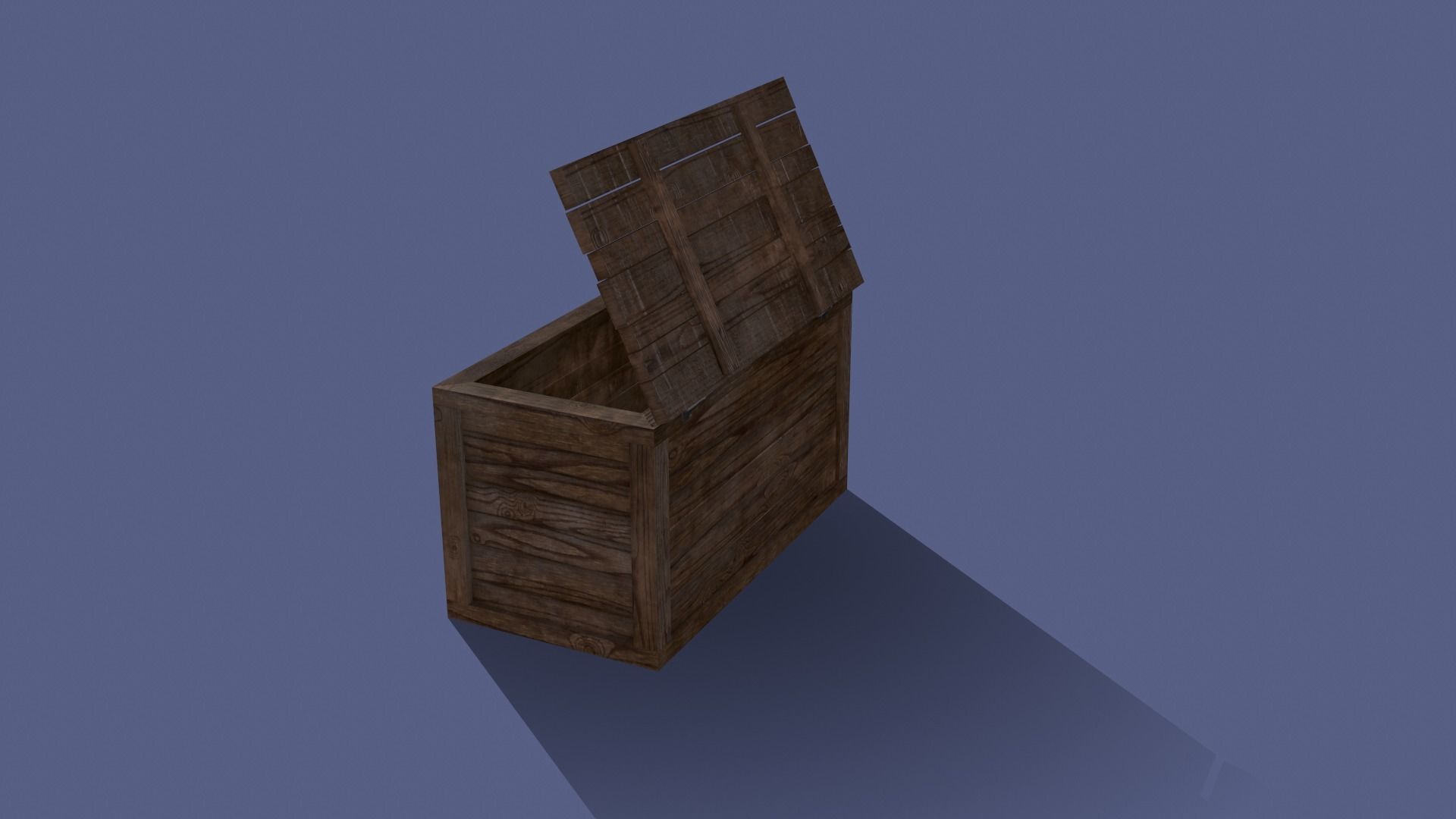 Wood chest Low-poly 3D model_4