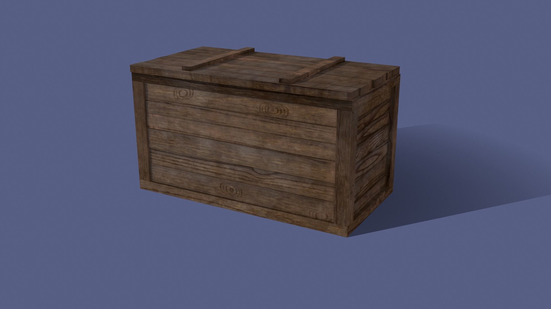 Wood chest Low-poly 3D model_1