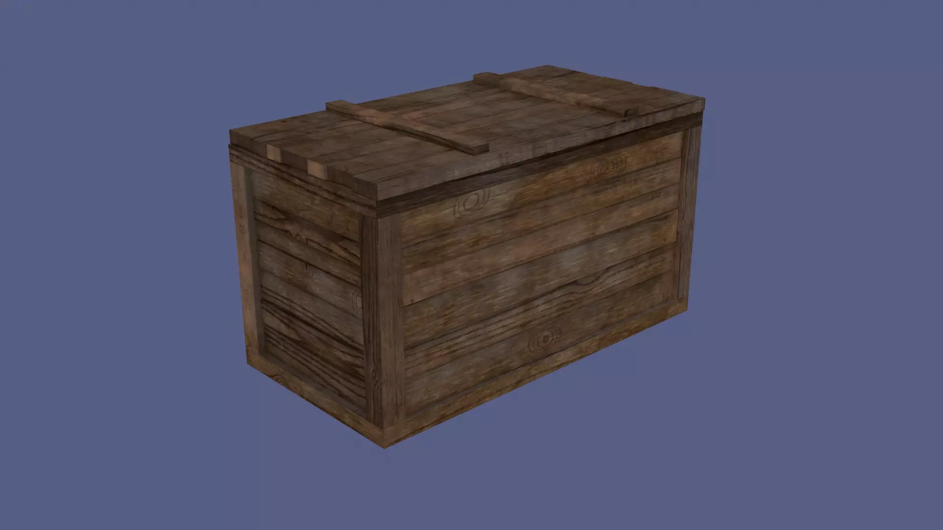 Wood chest Low-poly 3D model_0