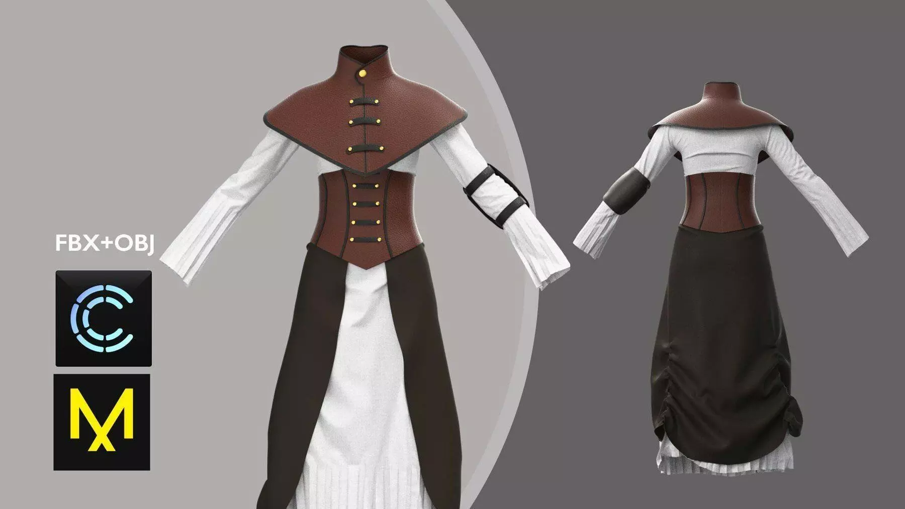 Female Fantasy Outfit Marvelous Designer OBJ FBX 3D model