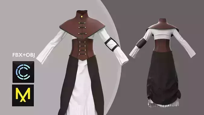 Female Fantasy Outfit Marvelous Designer OBJ FBX 3D model