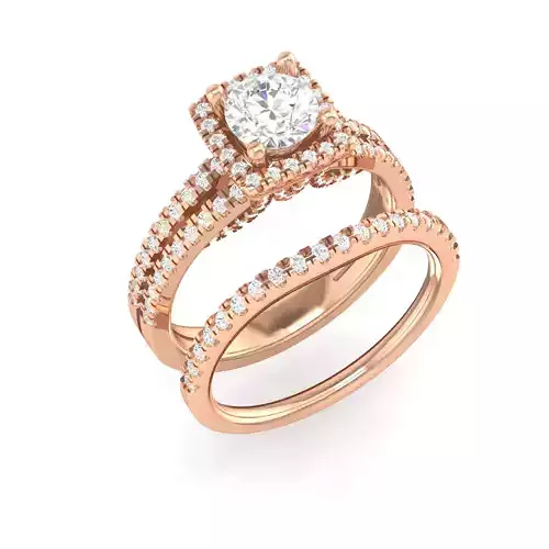 Solitaire Halo Ring with Band - 137549