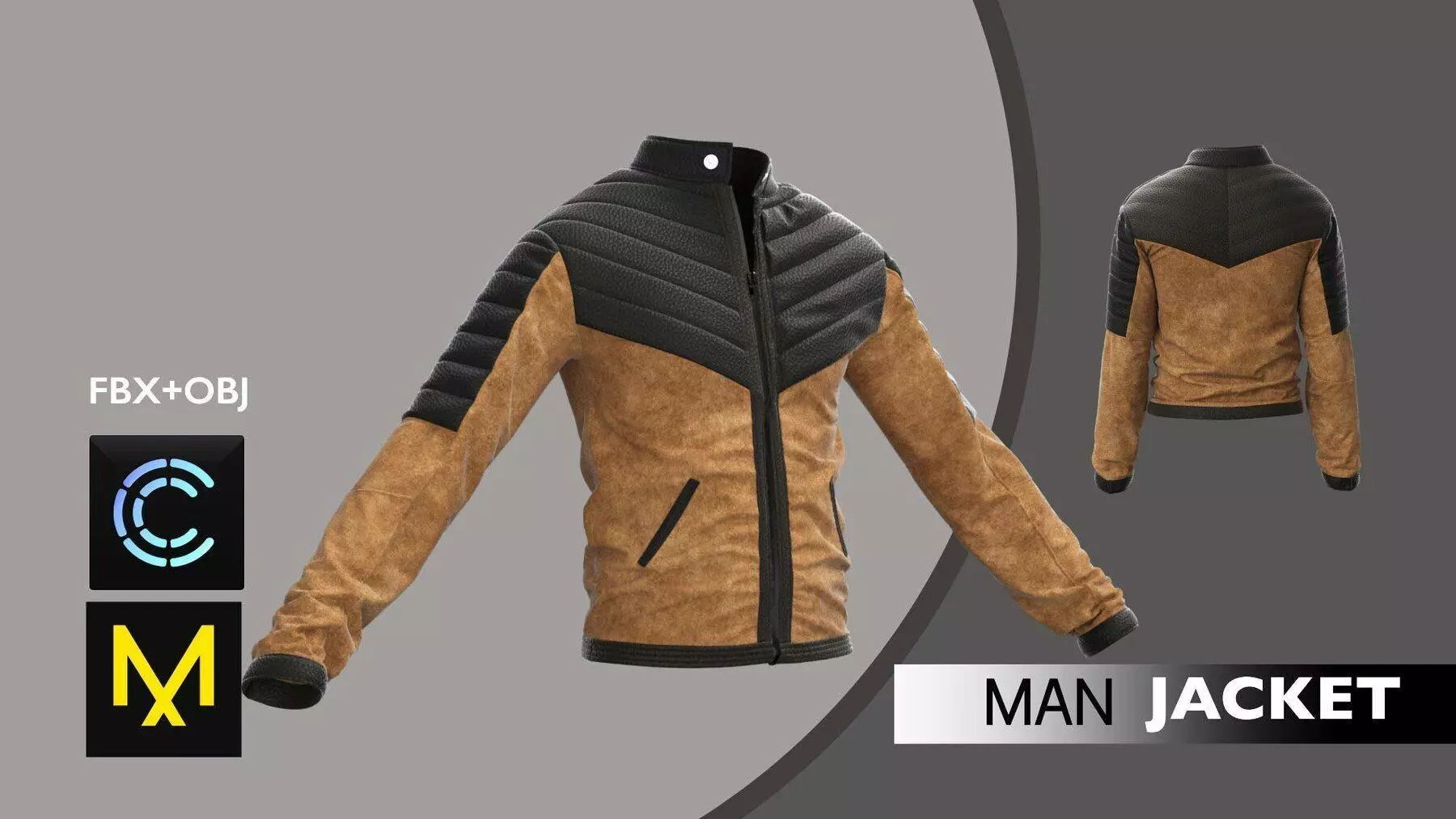 Man Jacket Marvelous Designer OBJ FBX 3D model_0