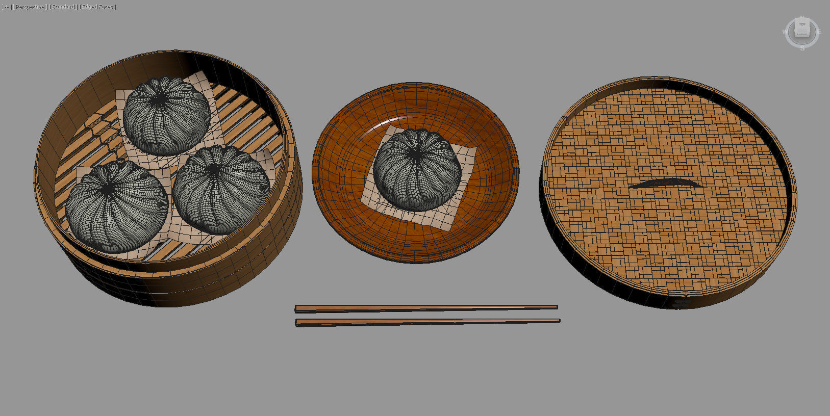 Steamed Bun Baozi 3D model Download Low-poly 3D model_7