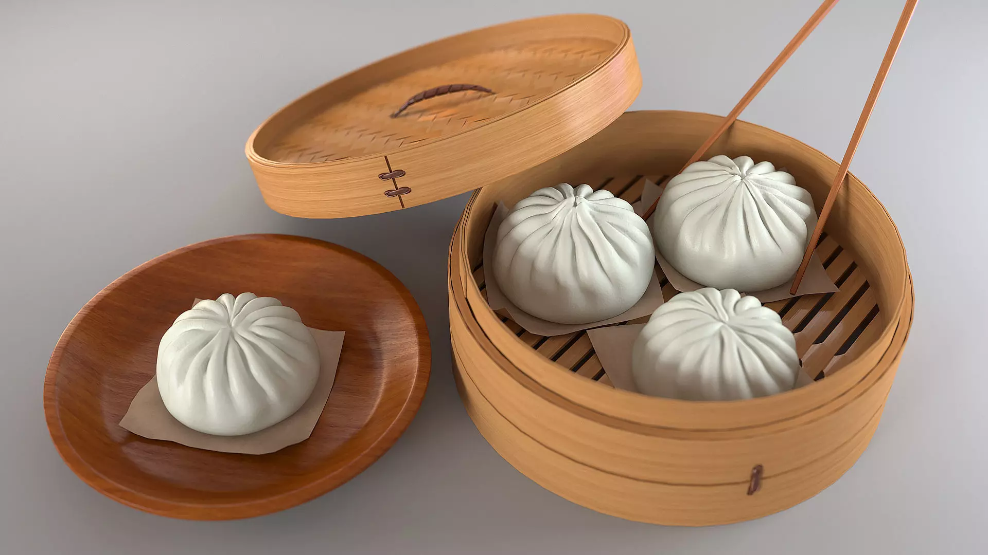 Steamed Bun Baozi 3D model Download Low-poly 3D model_0
