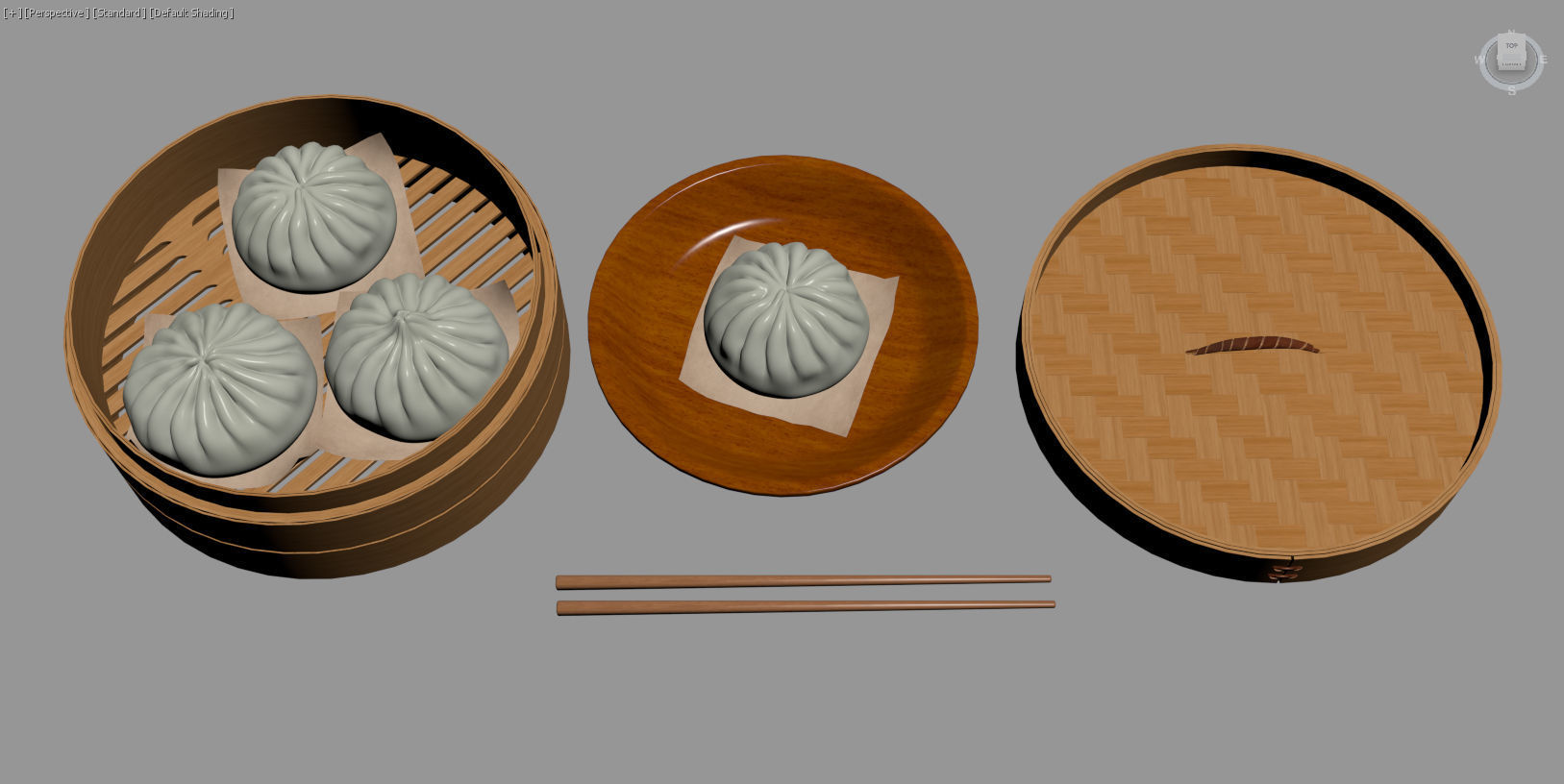 Steamed Bun Baozi 3D model Download Low-poly 3D model_4