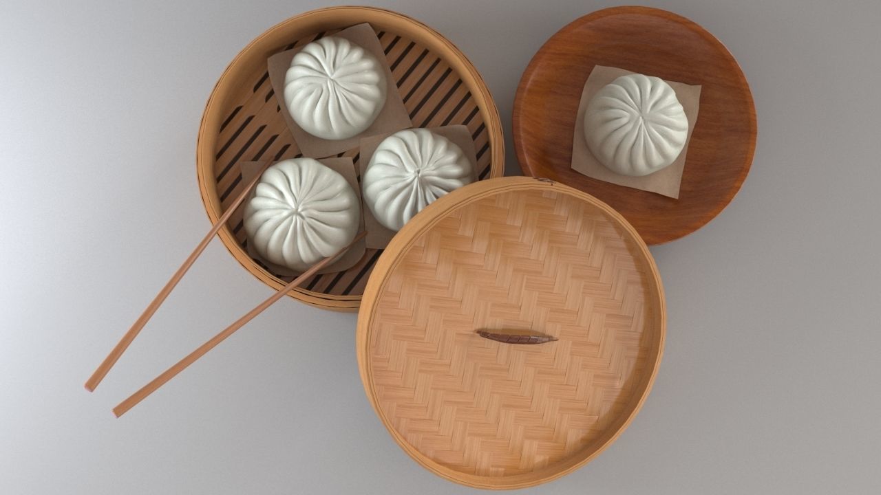 Steamed Bun Baozi 3D model Download Low-poly 3D model_3