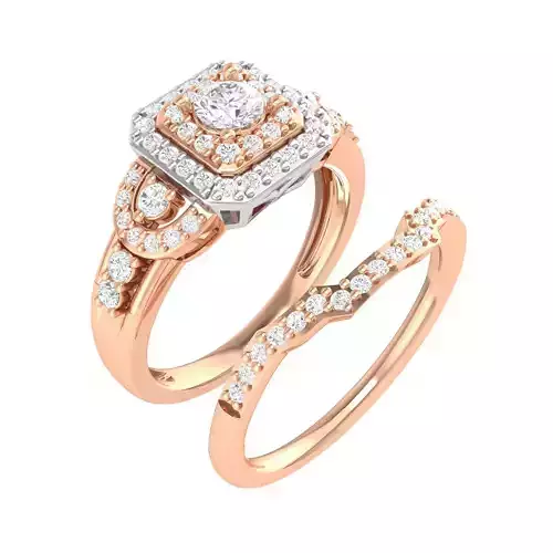 Halo Solitaire Ring with Band - 137547