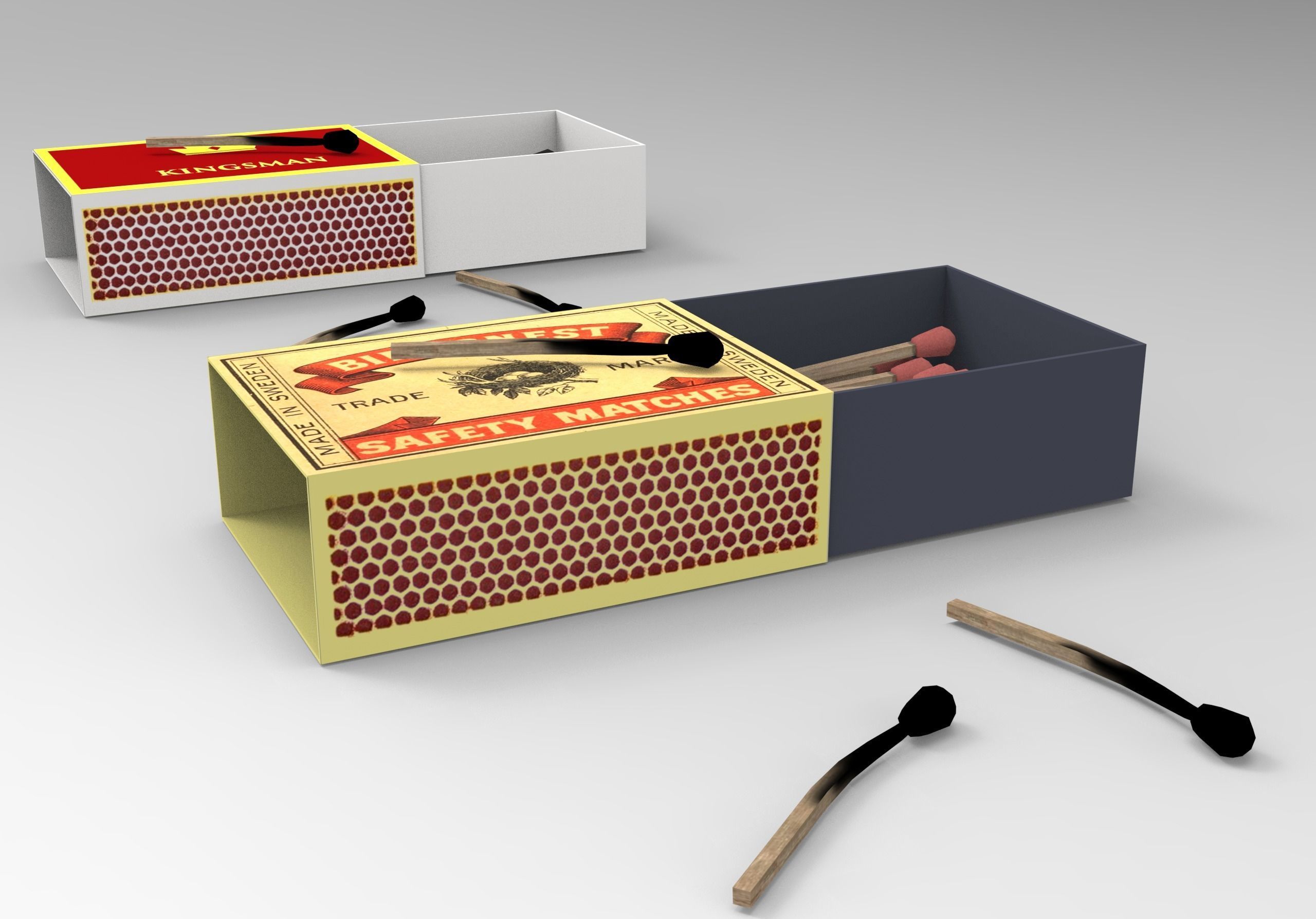 Match Box Low-poly 3D model_6