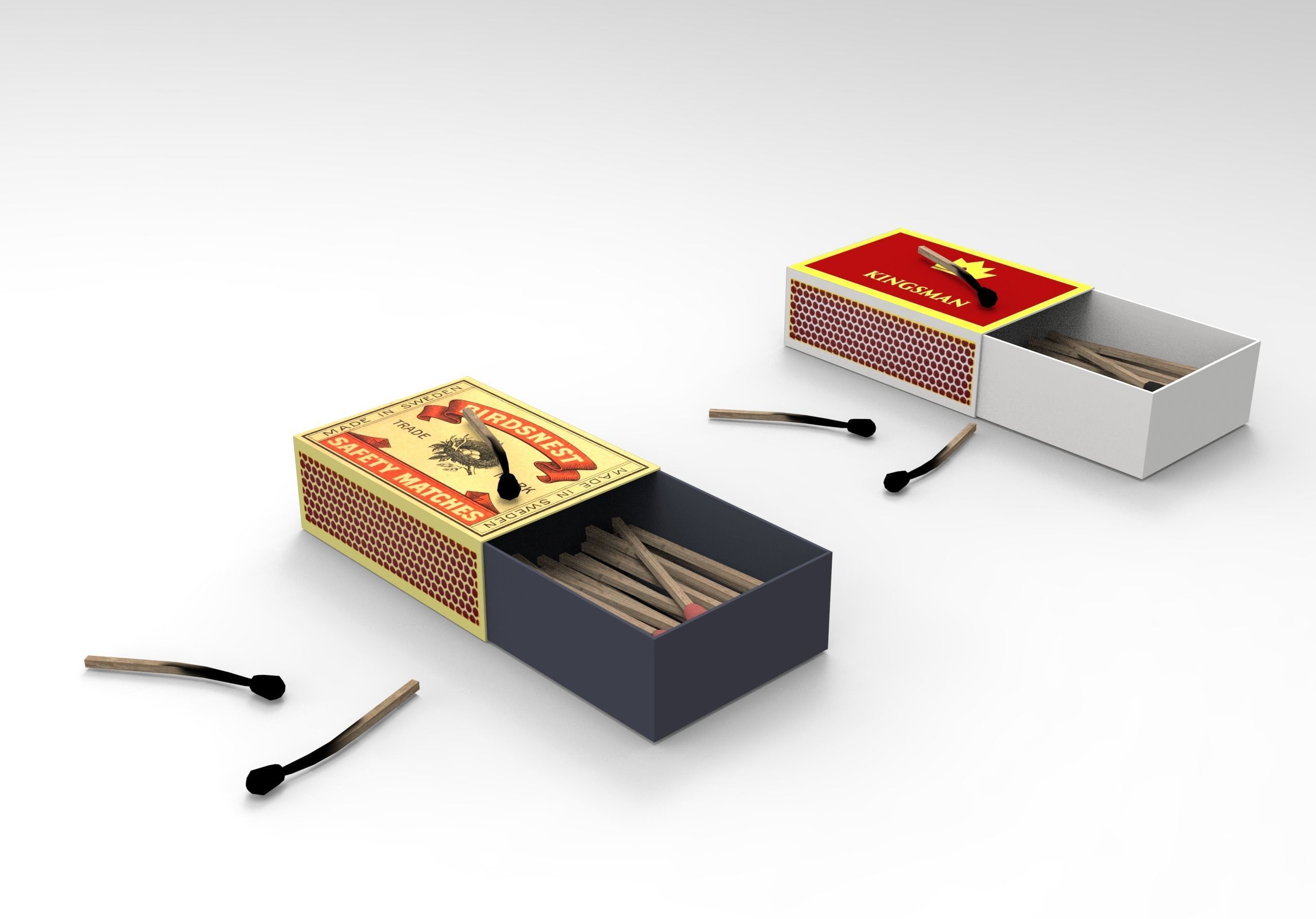 Match Box Low-poly 3D model_3