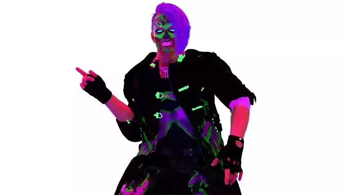 Male Punk Neon Graffiti Gang Member  3D model