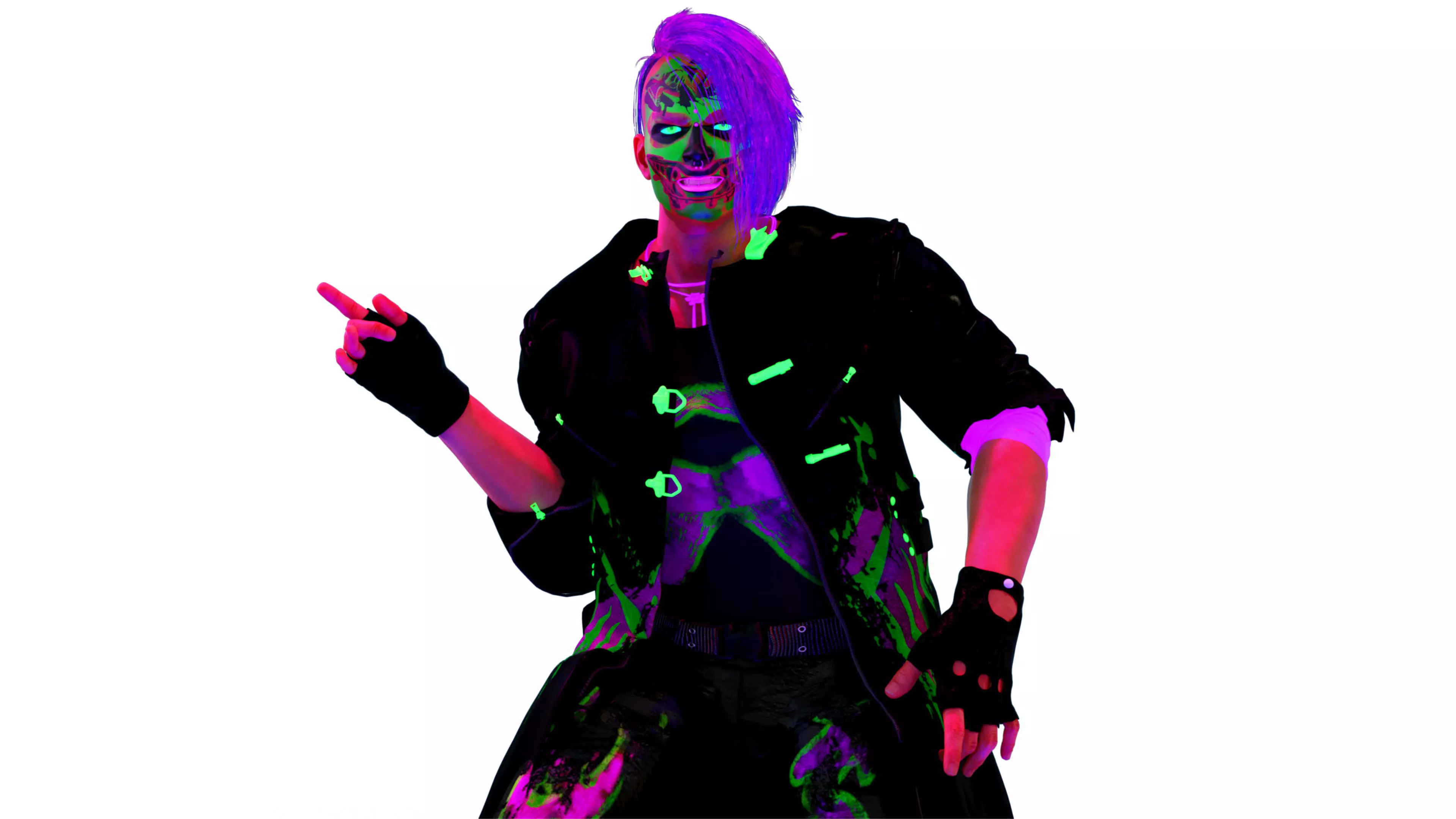 Male Punk Neon Graffiti Gang Member 3D model
