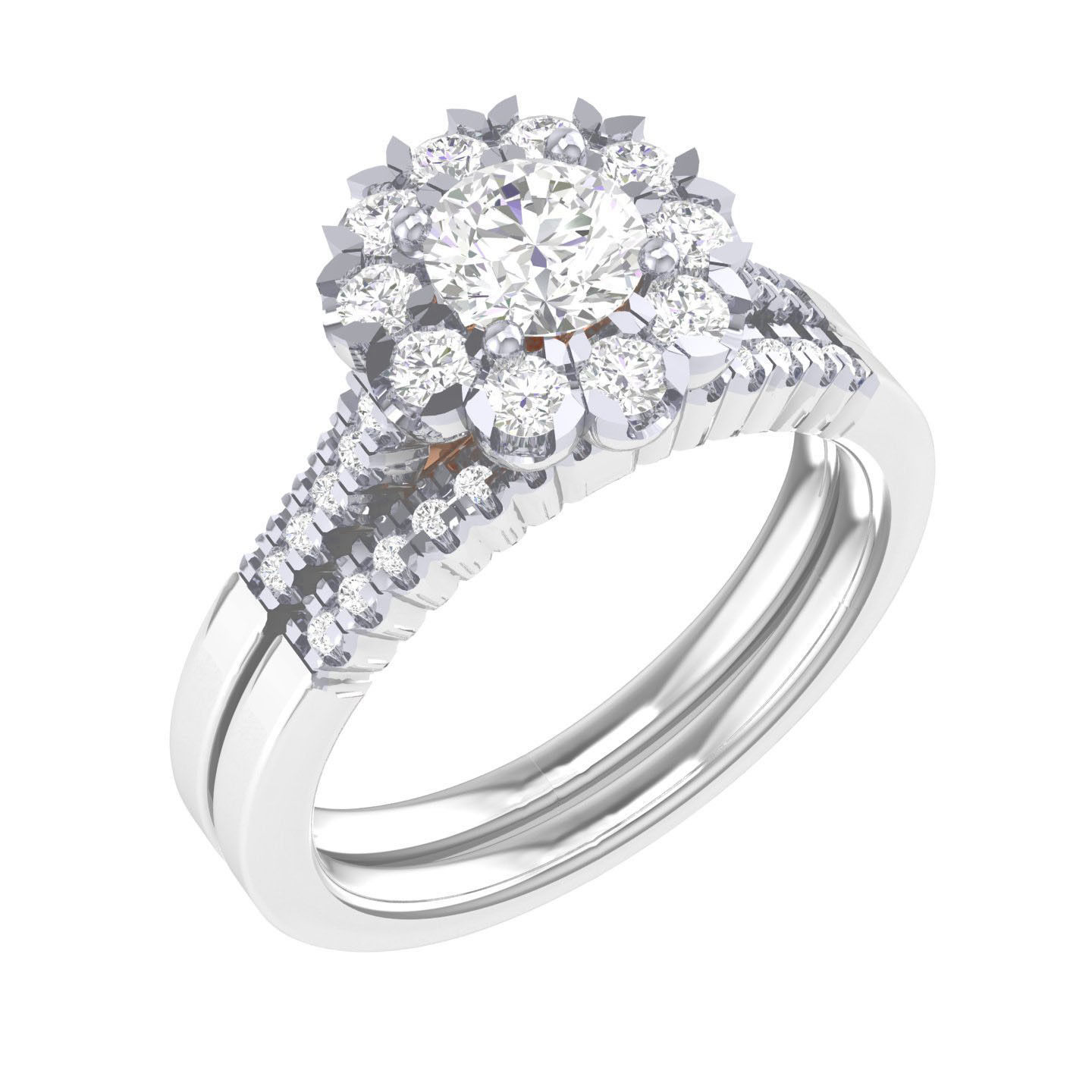Solitaire Halo Ring with Band - 137527 3D print model_7