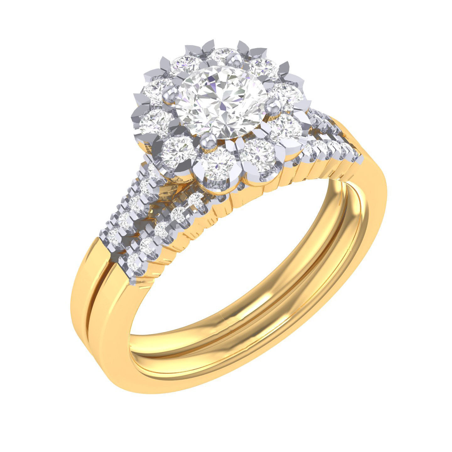 Solitaire Halo Ring with Band - 137527 3D print model_11