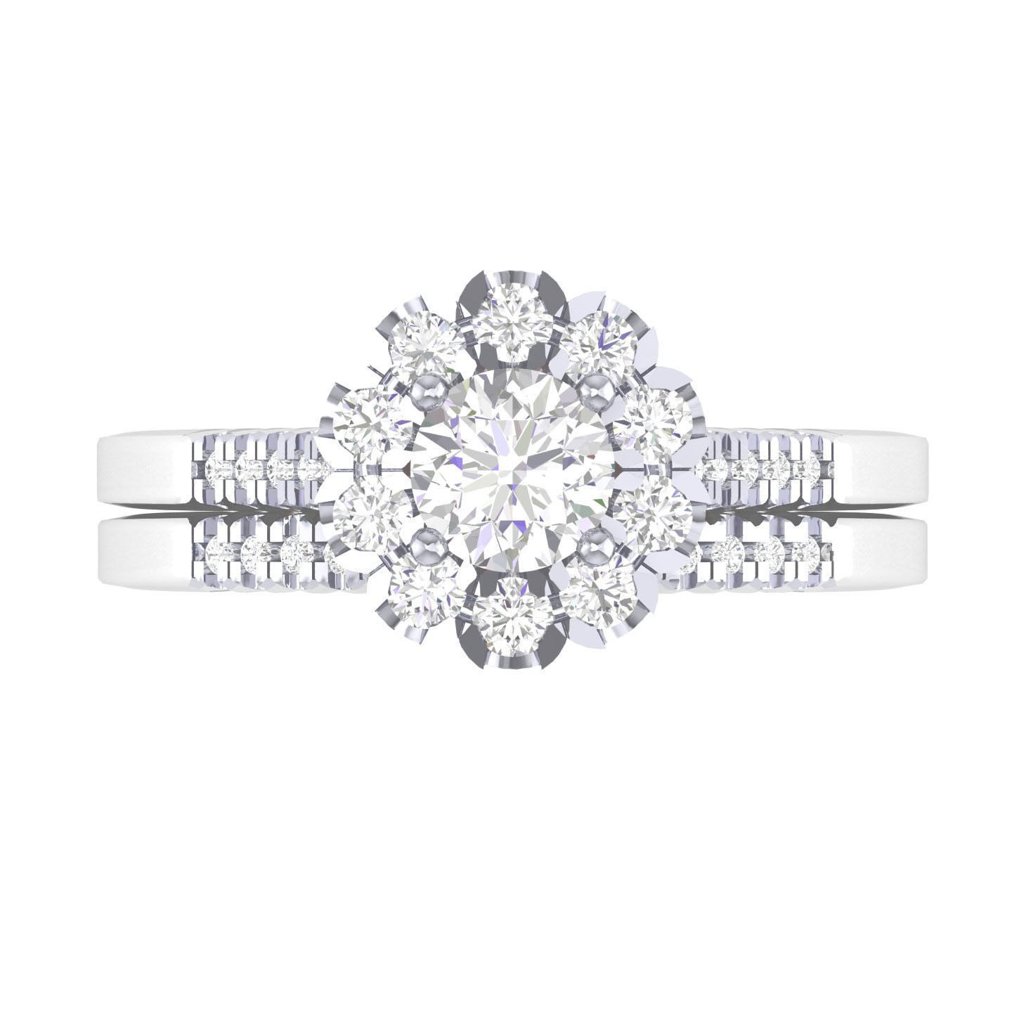 Solitaire Halo Ring with Band - 137527 3D print model_4