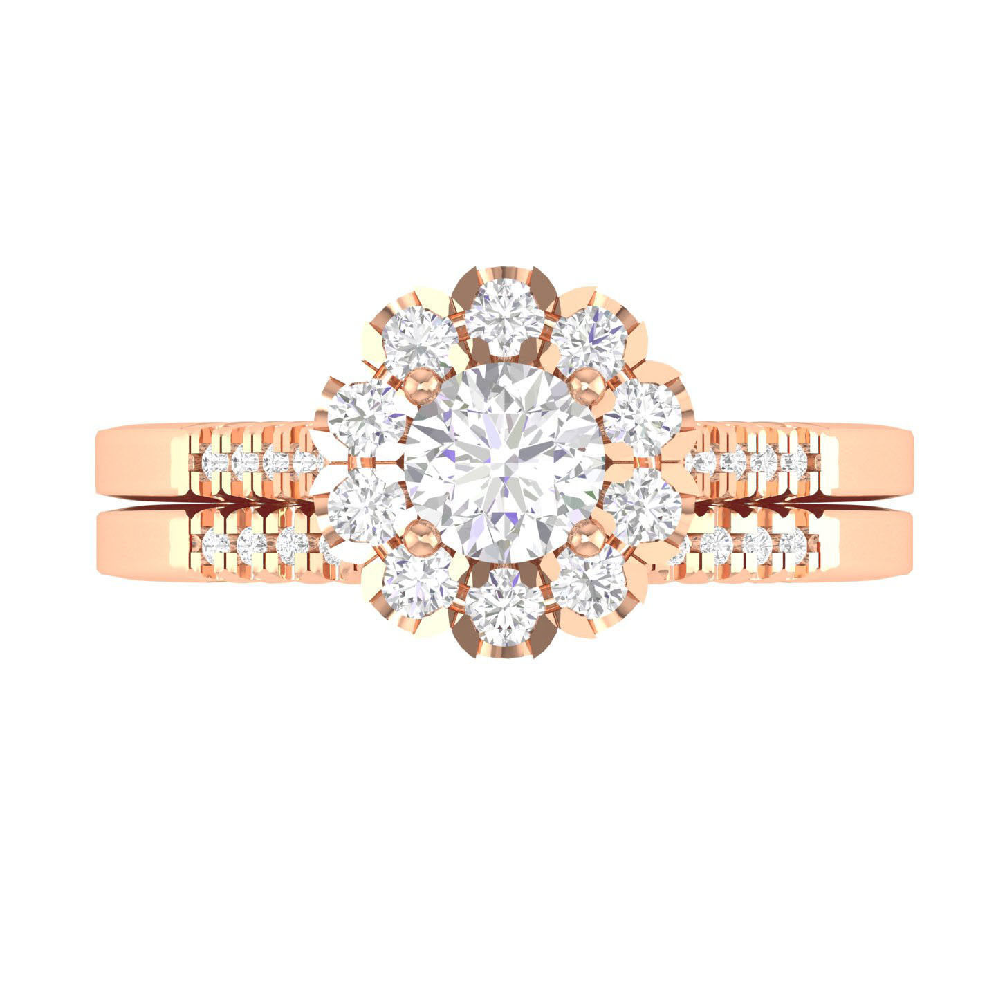 Solitaire Halo Ring with Band - 137527 3D print model_1