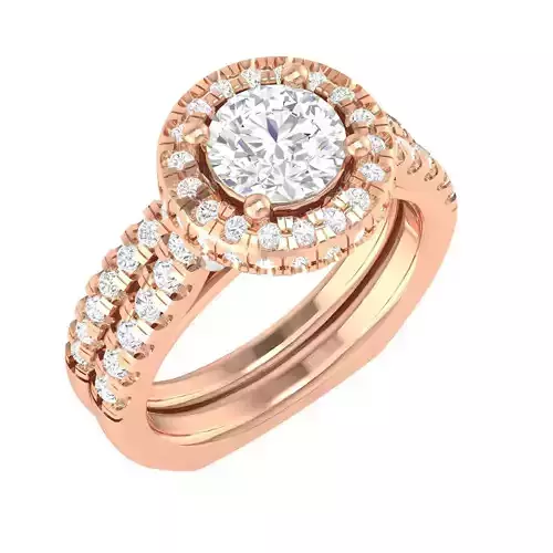 Solitaire Halo Ring with Band - 137519