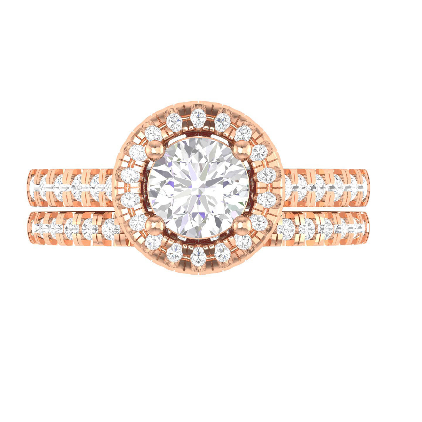 Solitaire Halo Ring with Band - 137519 3D print model_3