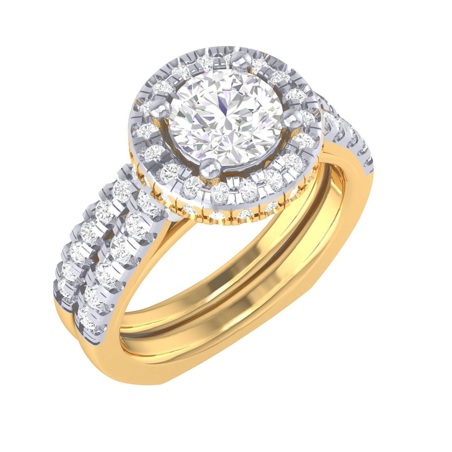 Solitaire Halo Ring with Band - 137519 3D print model_10