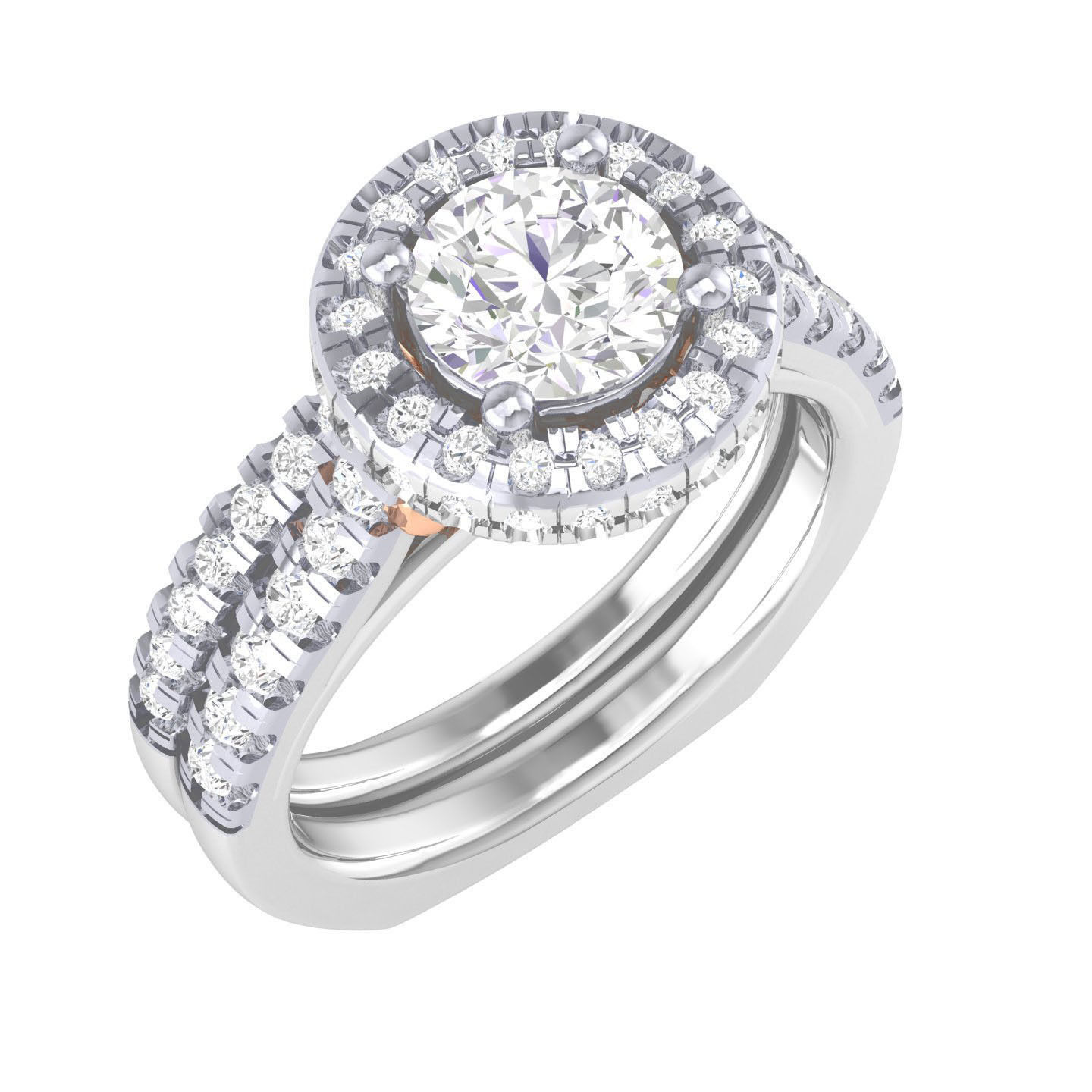 Solitaire Halo Ring with Band - 137519 3D print model_6