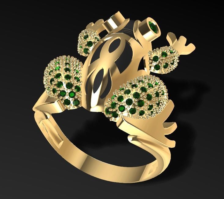 Frog Ring 3D print model_1