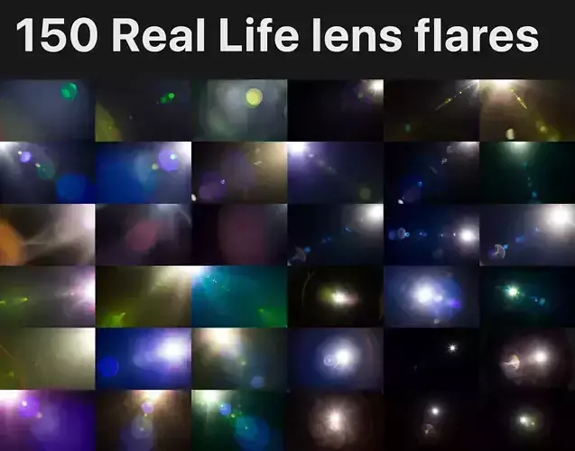 150 Real lens flares overlay textures
