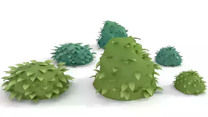 Low-poly Forest Bush plant 3D model