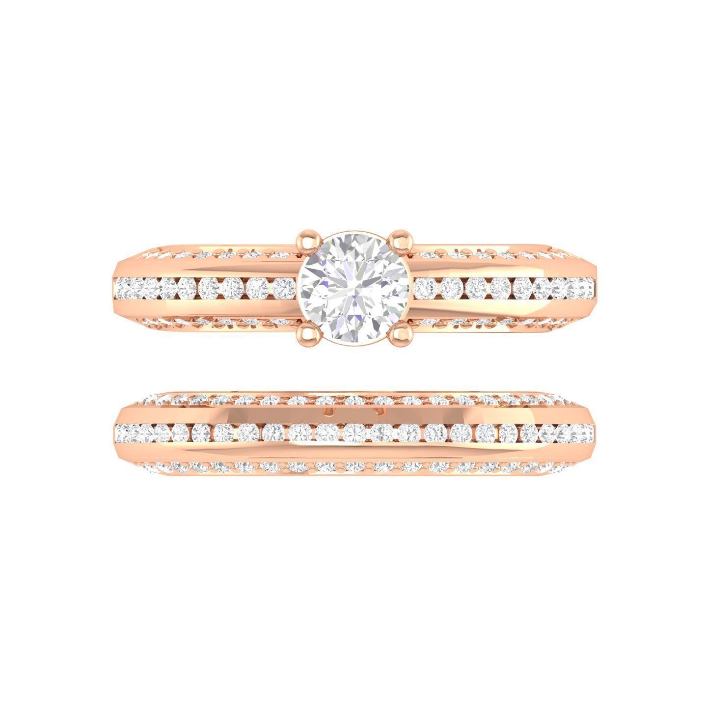 Solitaire Ring with Band - 137491 3D print model_1