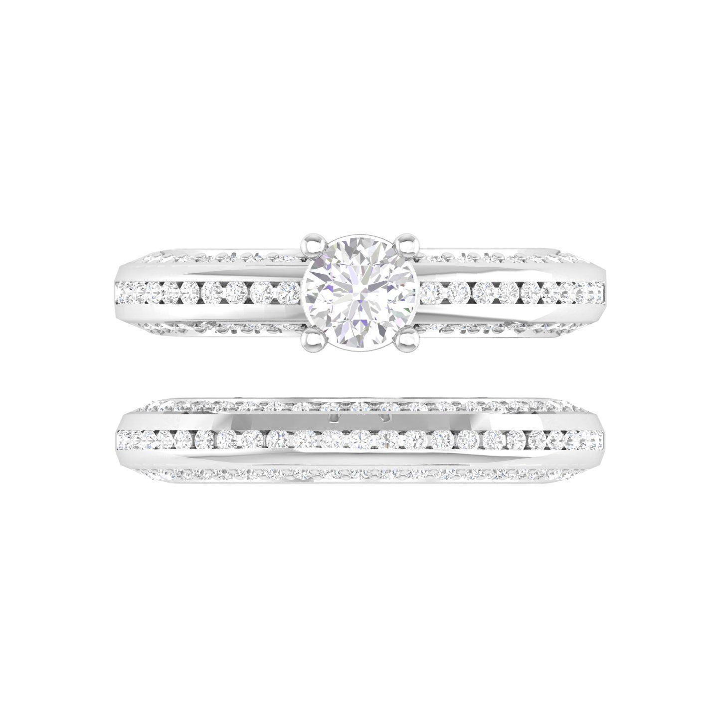 Solitaire Ring with Band - 137491 3D print model_4