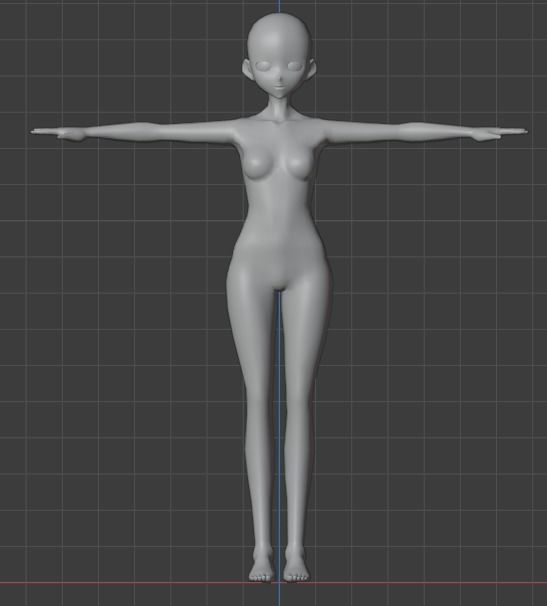 Anime Girl Base mesh rigged clean topology Free 3D model_2