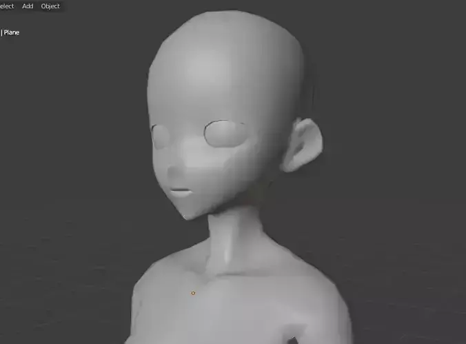 Anime Girl Base mesh rigged clean topology Free 3D model