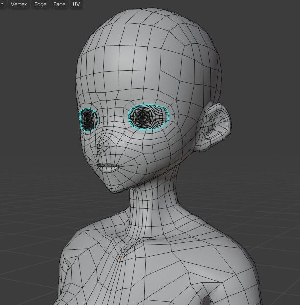 Anime Girl Base mesh rigged clean topology Free 3D model_4